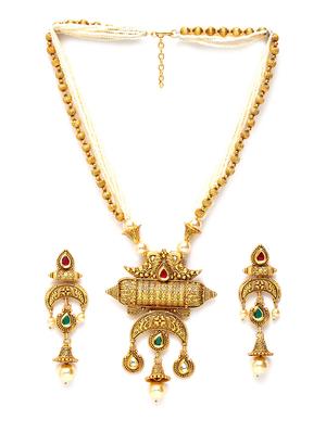 gold metal necklaces and earring - 17534184 - Standard Image - 2