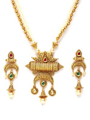 gold metal necklaces and earring - 17534184 - Standard Image - 3