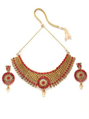 gold metal necklaces and earring - 17534192 - Standard Image - 2