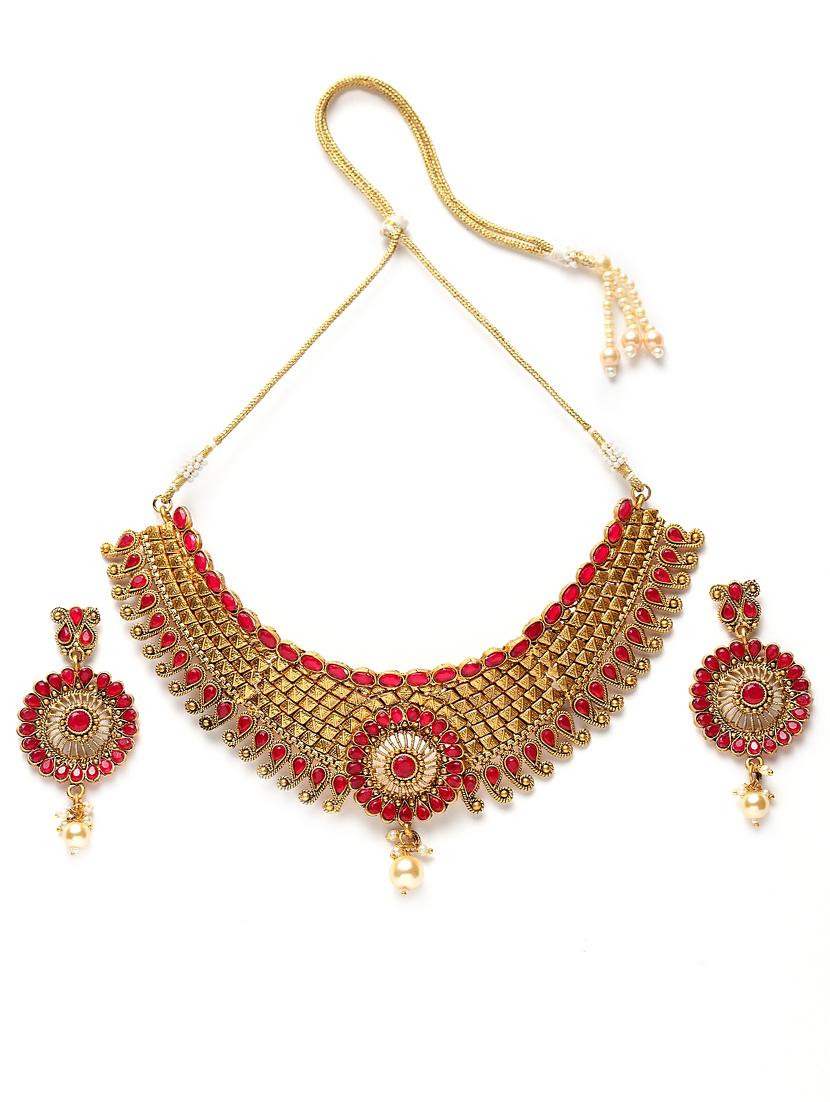gold metal necklaces and earring - 17534192 - Zoom Image - 2
