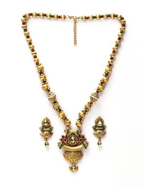gold metal necklaces and earring - 17534199 - Standard Image - 2