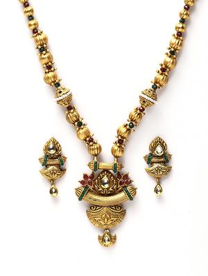 gold metal necklaces and earring - 17534199 - Standard Image - 3