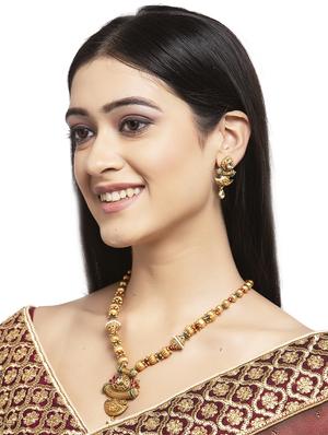 gold metal necklaces and earring - 17534199 - Standard Image - 5