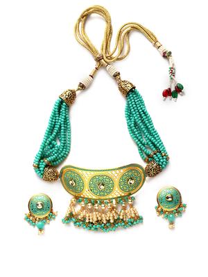 gold brass necklaces and earring - 17534201 - Standard Image - 2