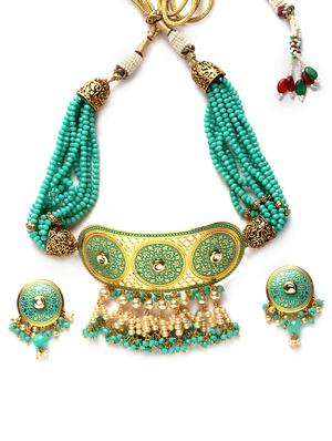 gold brass necklaces and earring - 17534201 - Standard Image - 3