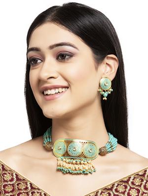 gold brass necklaces and earring - 17534201 - Standard Image - 5
