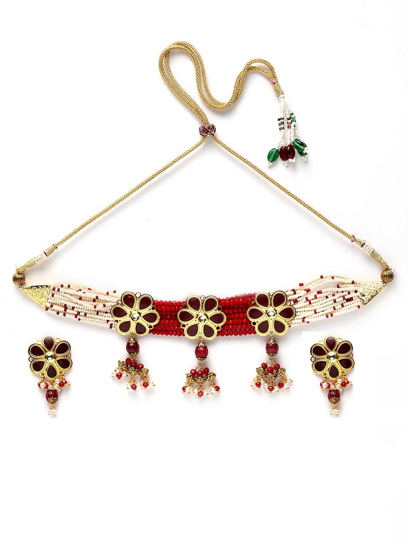 gold brass necklaces and earring - 17534202 - Zoom Image - 2