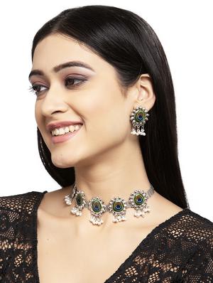 silver brass necklaces and earring - 17534206 - Standard Image - 5