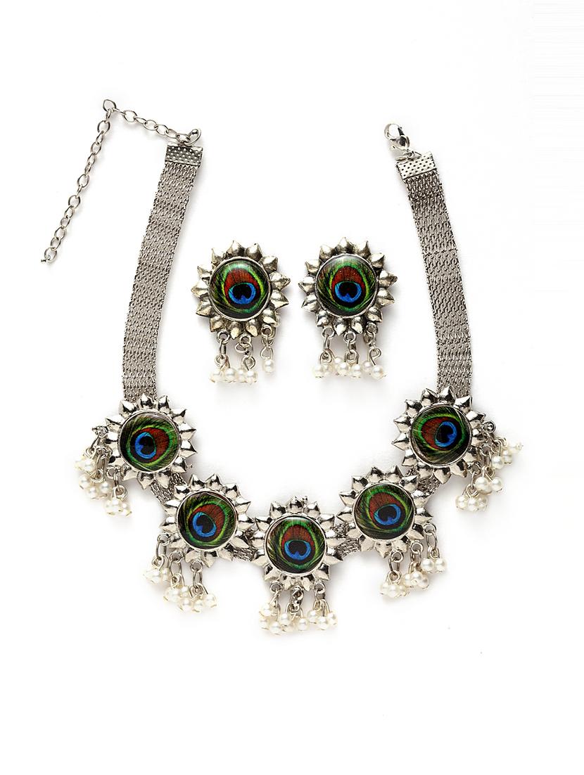 silver brass necklaces and earring - 17534206 - Zoom Image - 2