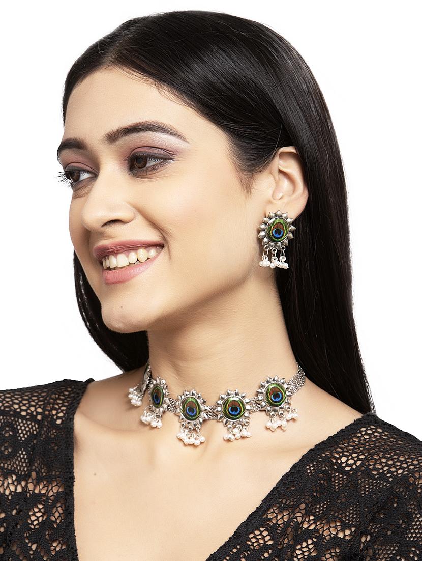 silver brass necklaces and earring - 17534206 - Zoom Image - 5