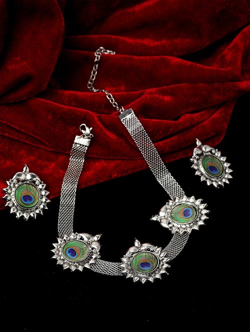 silver brass necklaces and earring - 17534208 - Standard Image - 1
