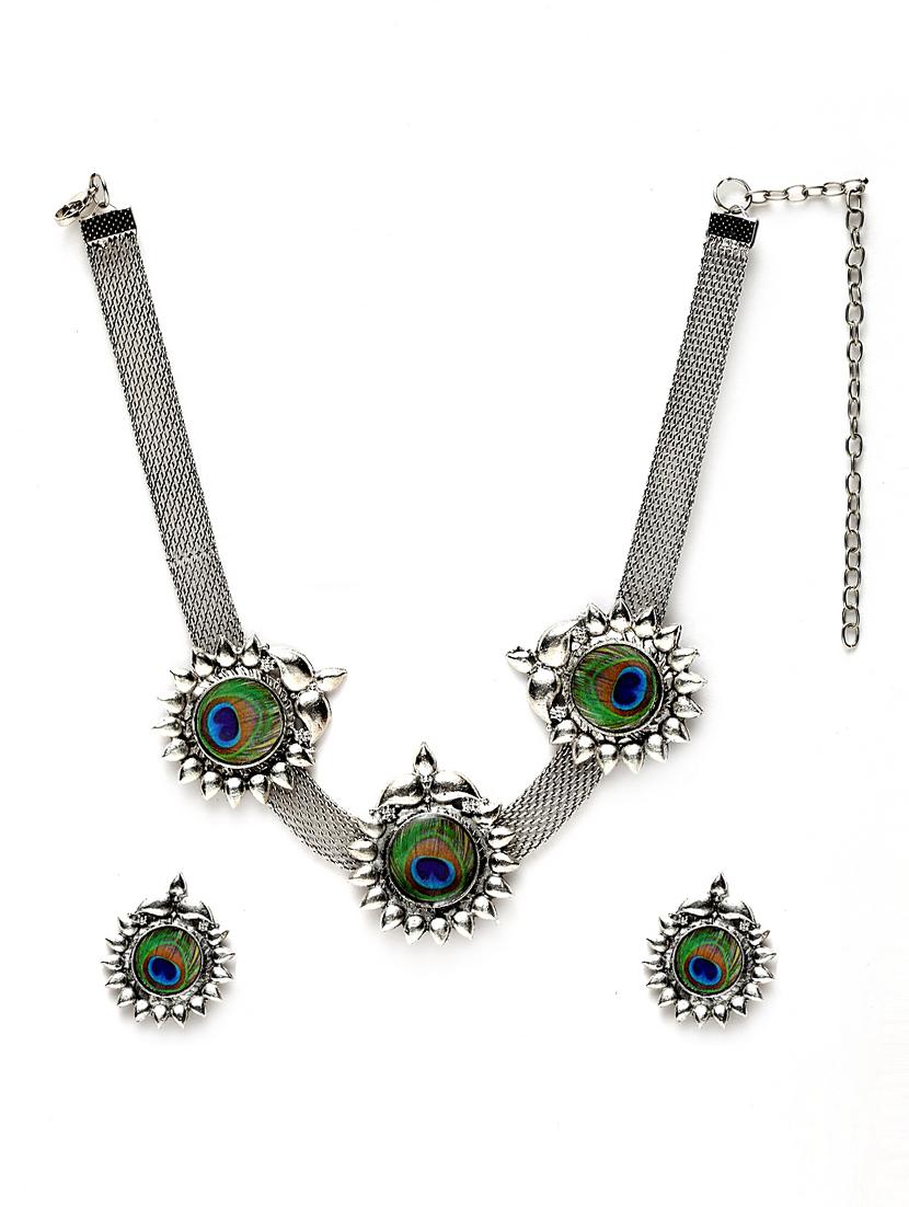 silver brass necklaces and earring - 17534208 - Zoom Image - 2