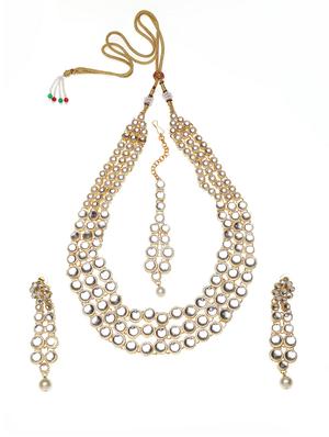 gold metal necklaces and earring - 17534211 - Standard Image - 2