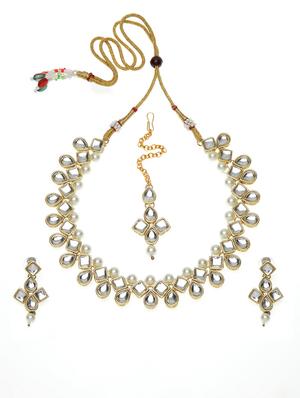 gold metal necklaces and earring - 17534212 - Standard Image - 2