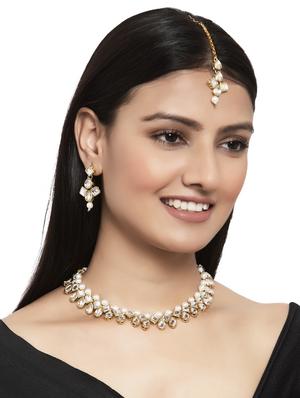 gold metal necklaces and earring - 17534212 - Standard Image - 4