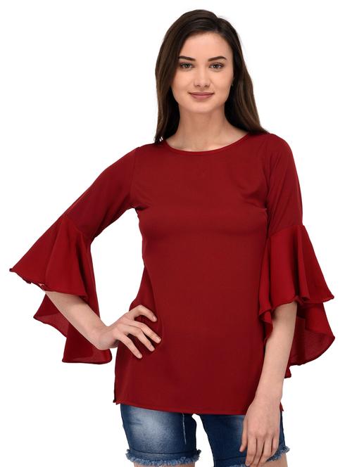 bell sleeved solid top - 17534216 - Standard Image - 1