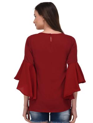 bell sleeved solid top - 17534216 - Standard Image - 3