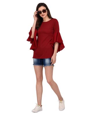 bell sleeved solid top - 17534216 - Standard Image - 4