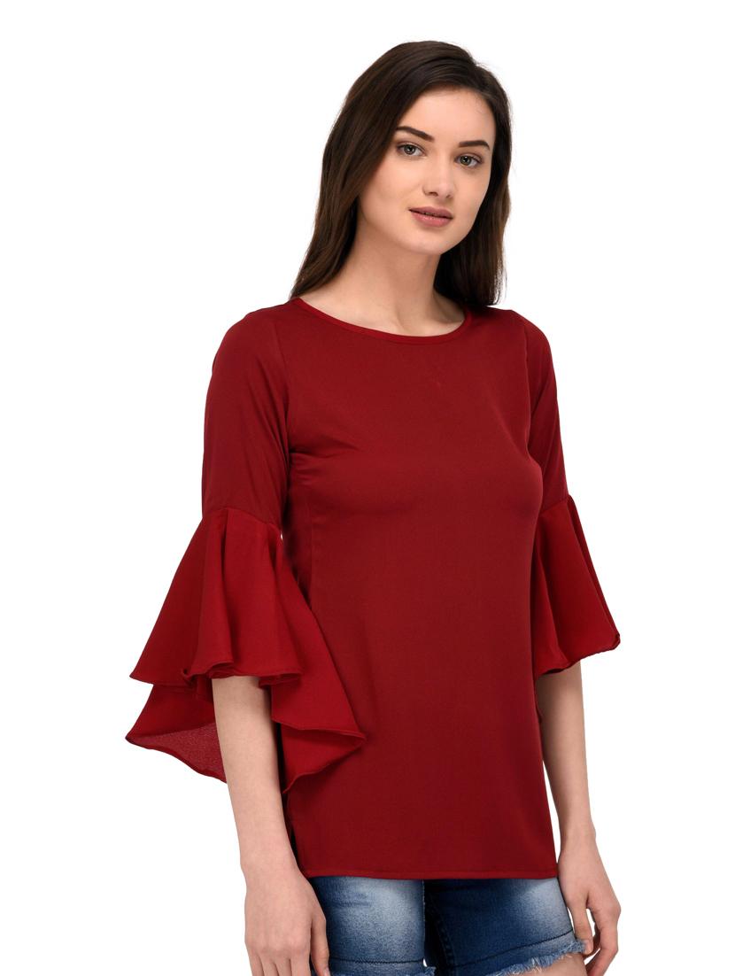 bell sleeved solid top - 17534216 - Zoom Image - 2