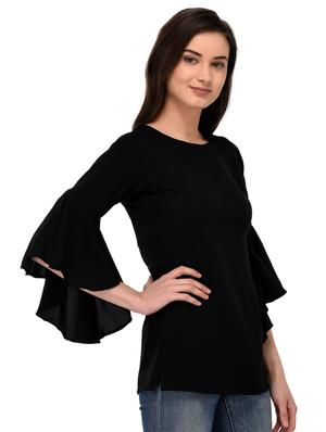 bell sleeved solid top - 17534218 - Standard Image - 3