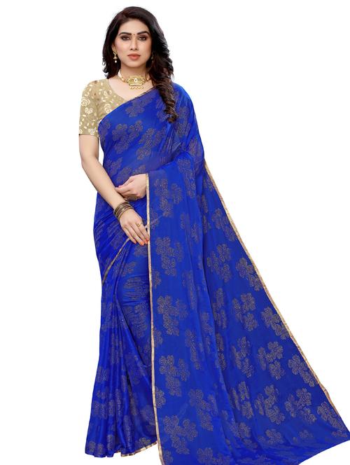 lace bordered saree with blouse - 17534281 - Standard Image - 1