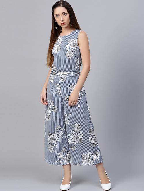 striped full leg jumpsuit - 17534588 - Standard Image - 1