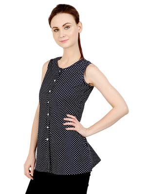round neck polka dot top - 17534705 - Standard Image - 2