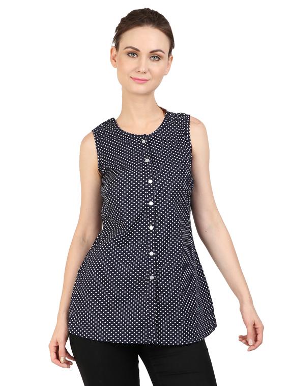 round neck polka dot top - 17534705 - Zoom Image - 1