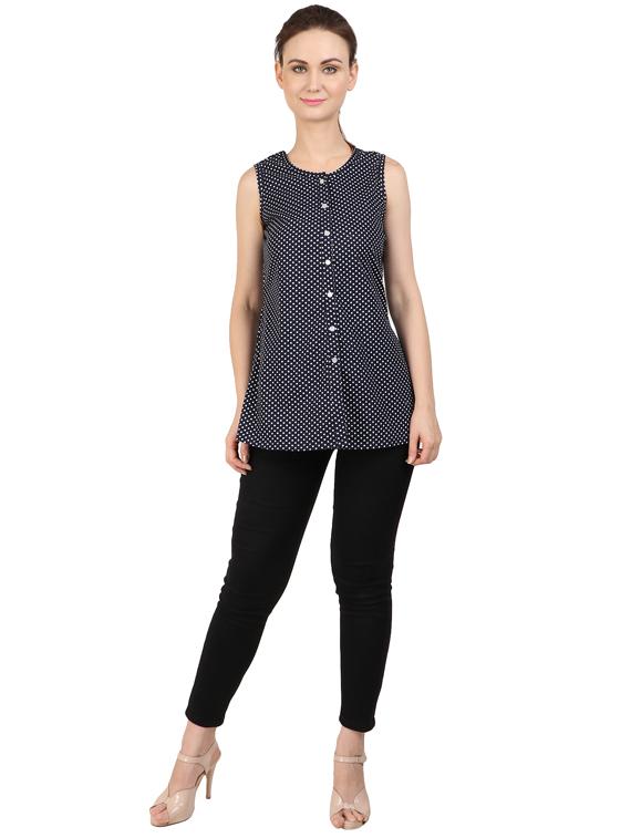 round neck polka dot top - 17534705 - Zoom Image - 4