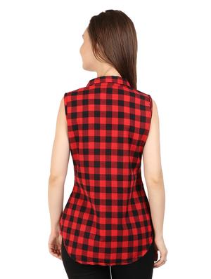 curved hem checkered top - 17534706 - Standard Image - 3