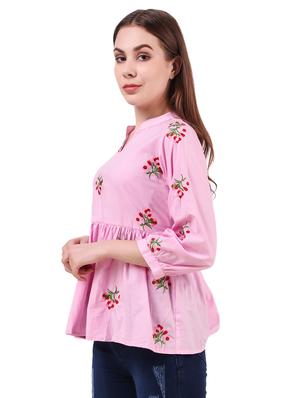 pink cotton regular top - 17534766 - Standard Image - 2