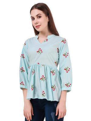 light blue cotton regular top - 17534767 - Standard Image - 2