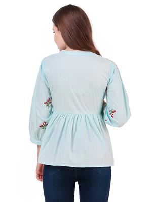 light blue cotton regular top - 17534767 - Standard Image - 3