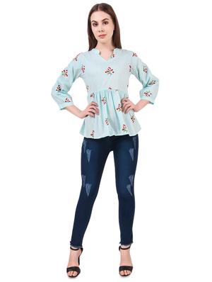 light blue cotton regular top - 17534767 - Standard Image - 4