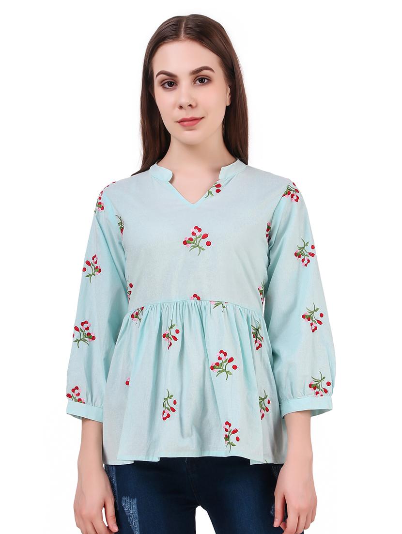 light blue cotton regular top - 17534767 - Zoom Image - 1