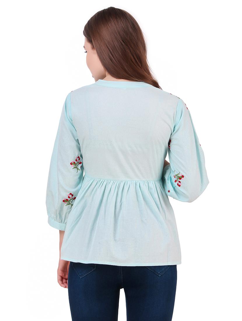 light blue cotton regular top - 17534767 - Zoom Image - 3