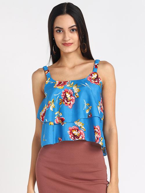 square neck floral top - 17534834 - Standard Image - 1