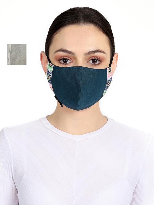 multi colored silk anti-pollution women mask set of 2 - 17534969 - Standard Image - 1