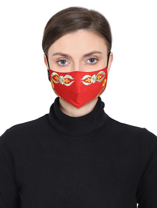 red cotton decorative women mask - 17534981 - Standard Image - 1