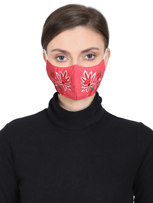 pink cotton decorative women mask - 17534999 - Standard Image - 1