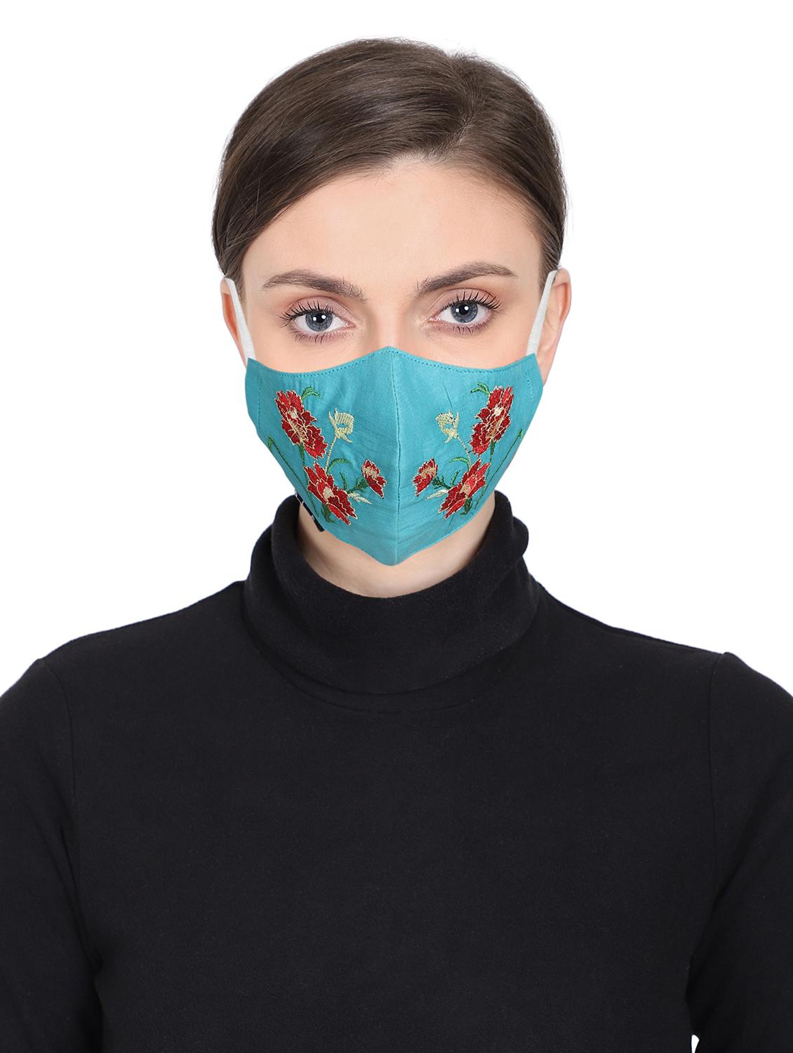 green cotton decorative women mask - 17535000 - Zoom Image - 1