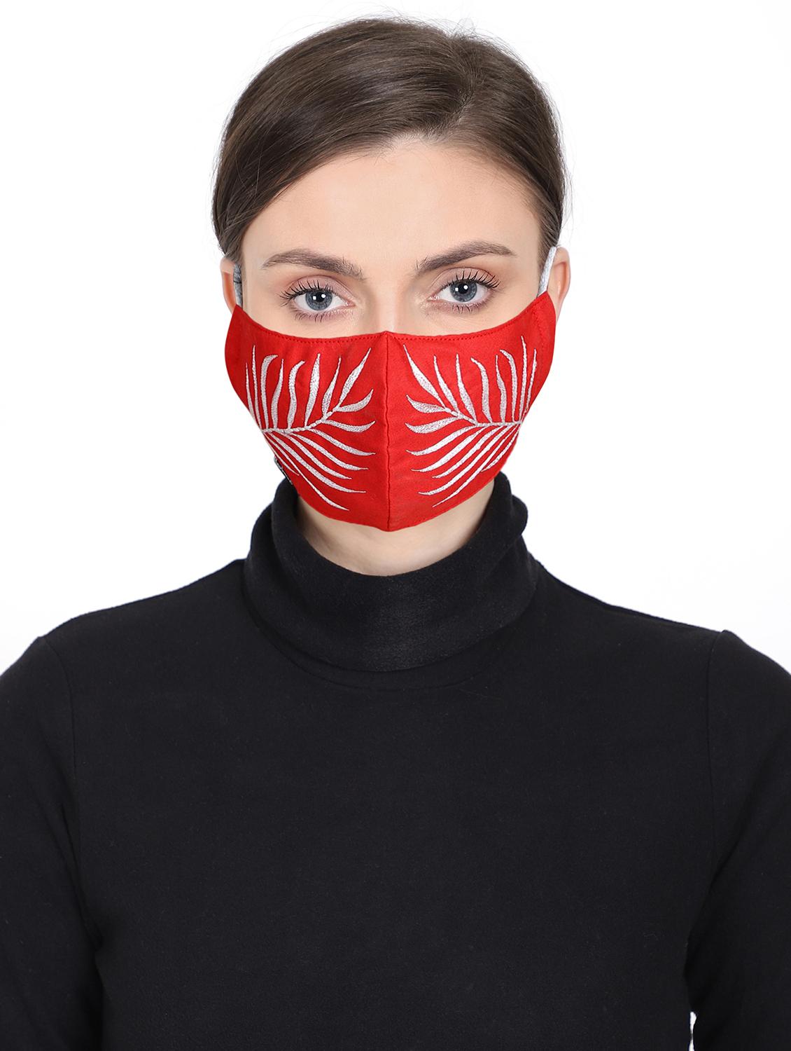 red cotton decorative women mask - 17535003 - Zoom Image - 1