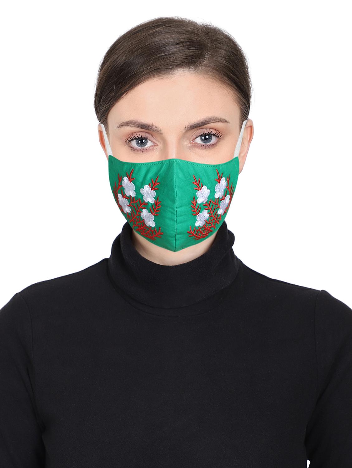 green cotton decorative women mask - 17535005 - Zoom Image - 1