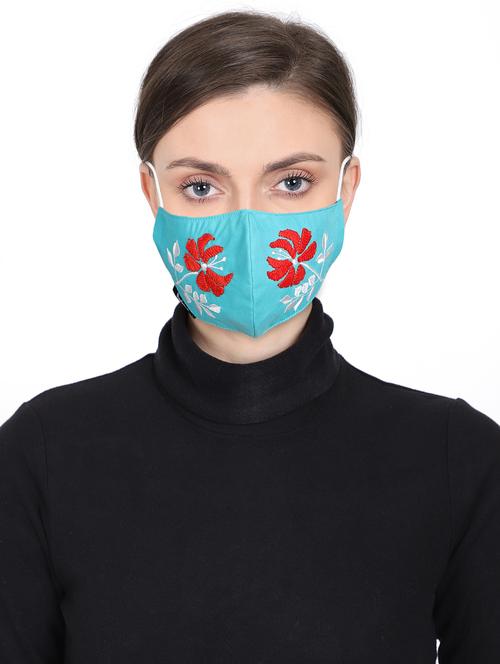 blue cotton decorative women mask - 17535006 - Standard Image - 1