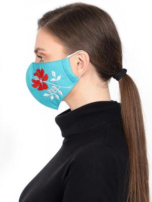 blue cotton decorative women mask - 17535006 - Standard Image - 3