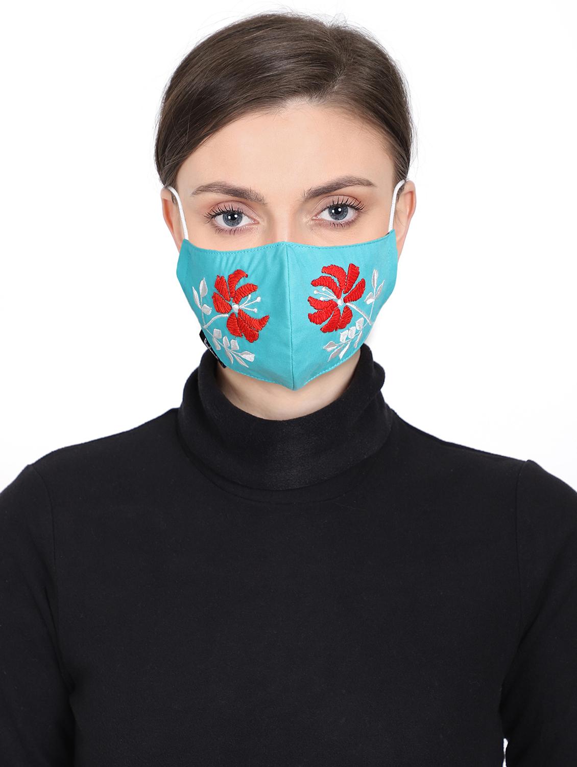 blue cotton decorative women mask - 17535006 - Zoom Image - 1