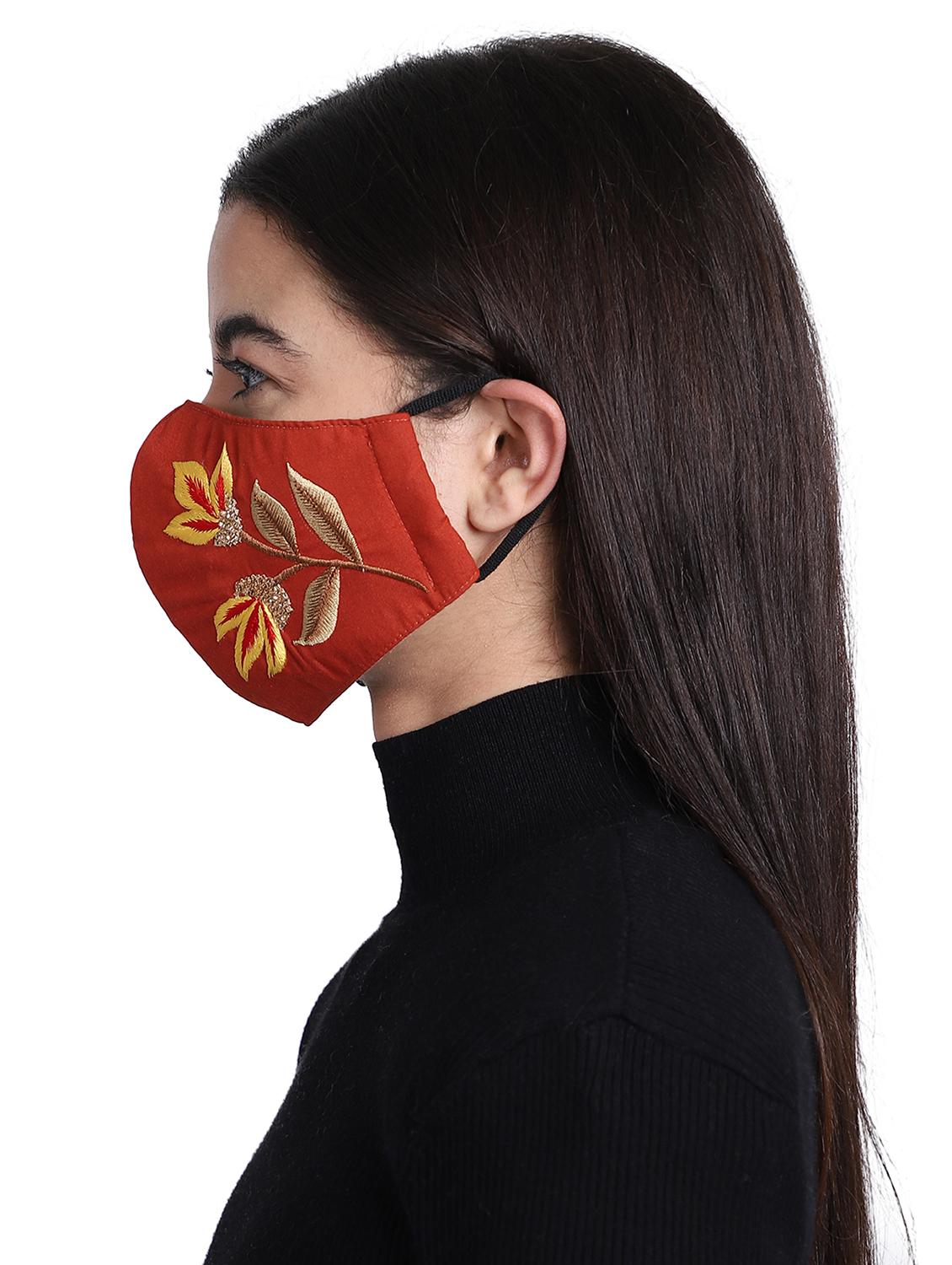 orange cotton decorative women mask - 17535008 - Zoom Image - 3