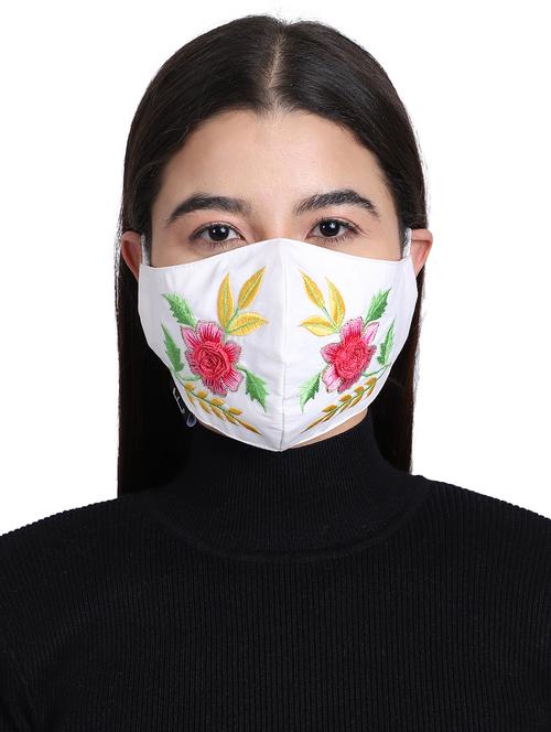 white cotton decorative women mask - 17535009 - Standard Image - 1