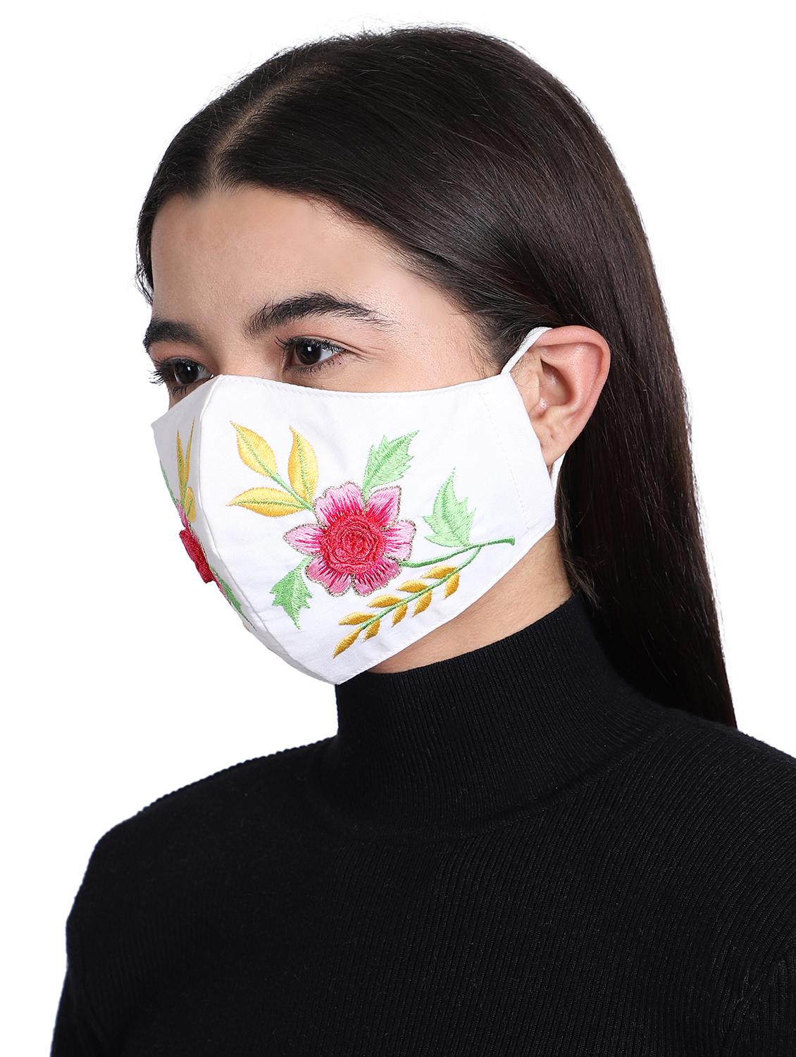 white cotton decorative women mask - 17535009 - Zoom Image - 2