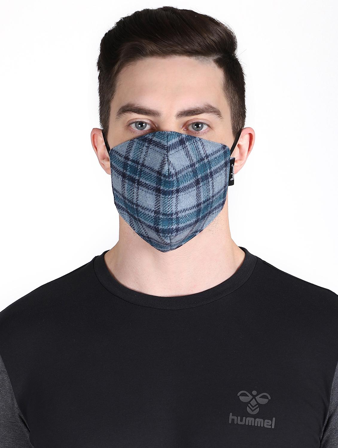 multi colored 3 layer filteration outer layermade from woolen fabric. inner made poly cotton which is extra soft and dries fast. middle 3rd of micro fabric for an stage filtration. antipollution men mask - 17535079 - Zoom Image - 2